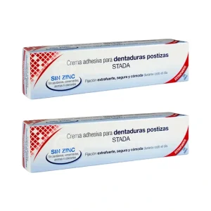 Care+ Crema Adhesiva Dentaduras Sin Zinc, 2 Unidades